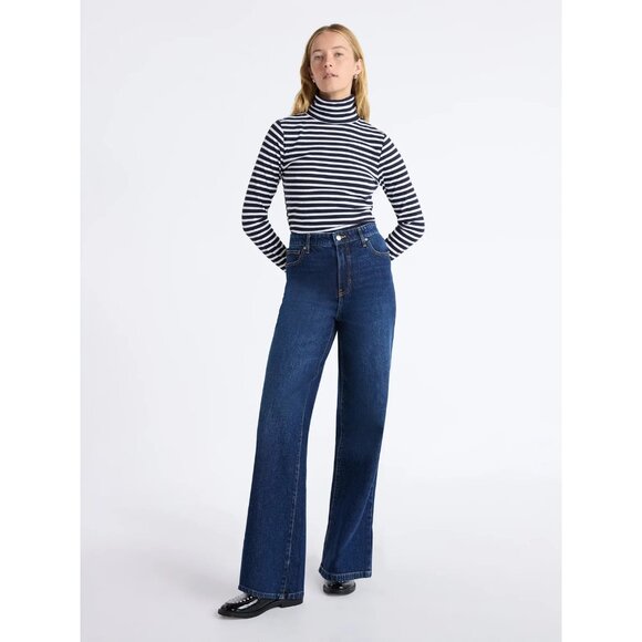 Free Assembly Women's Ribbed Turtleneck Tee, Size S (4-6), Regular Fit, Black - Picture 3 of 5